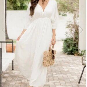 Pink Lily Come With Me White Maxi Dress